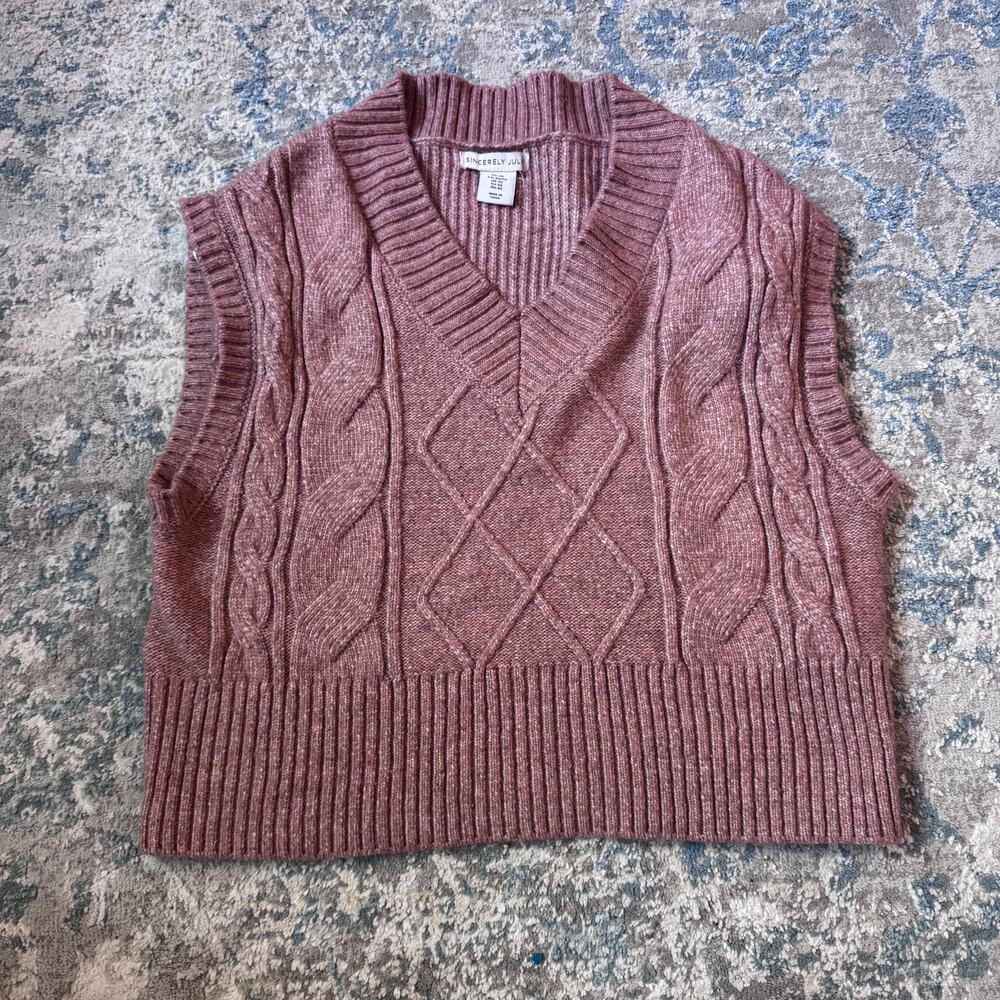 sincerely jules cable knit sweater vest – mauve – size xs